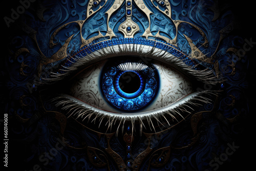 Evil Eye Symbolism with Blue Eye, Generative AI