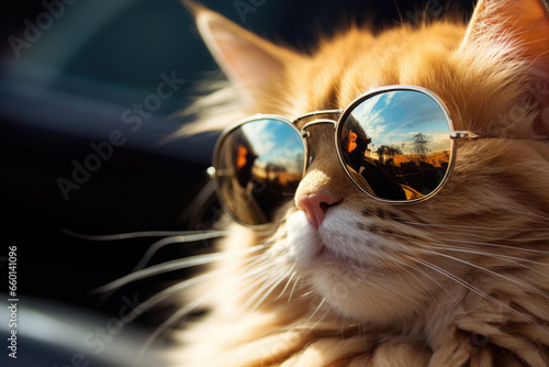 Funny cat wearing sunglasses