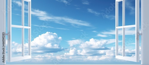 Beautiful blue sky background with frame window