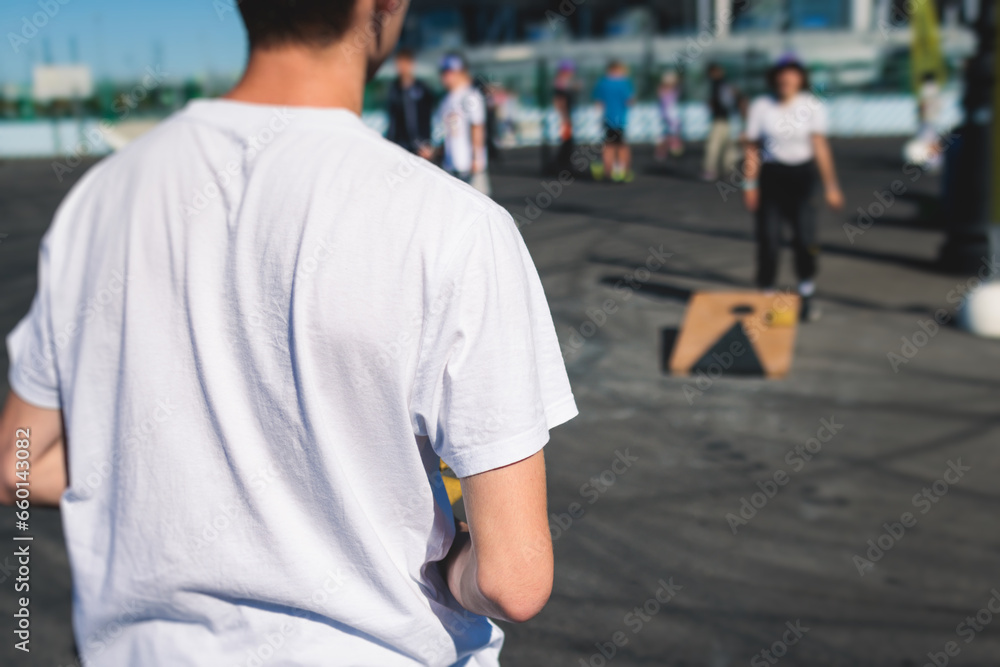Cornhole game set, process of throwing bean bags, kids children tossing ...