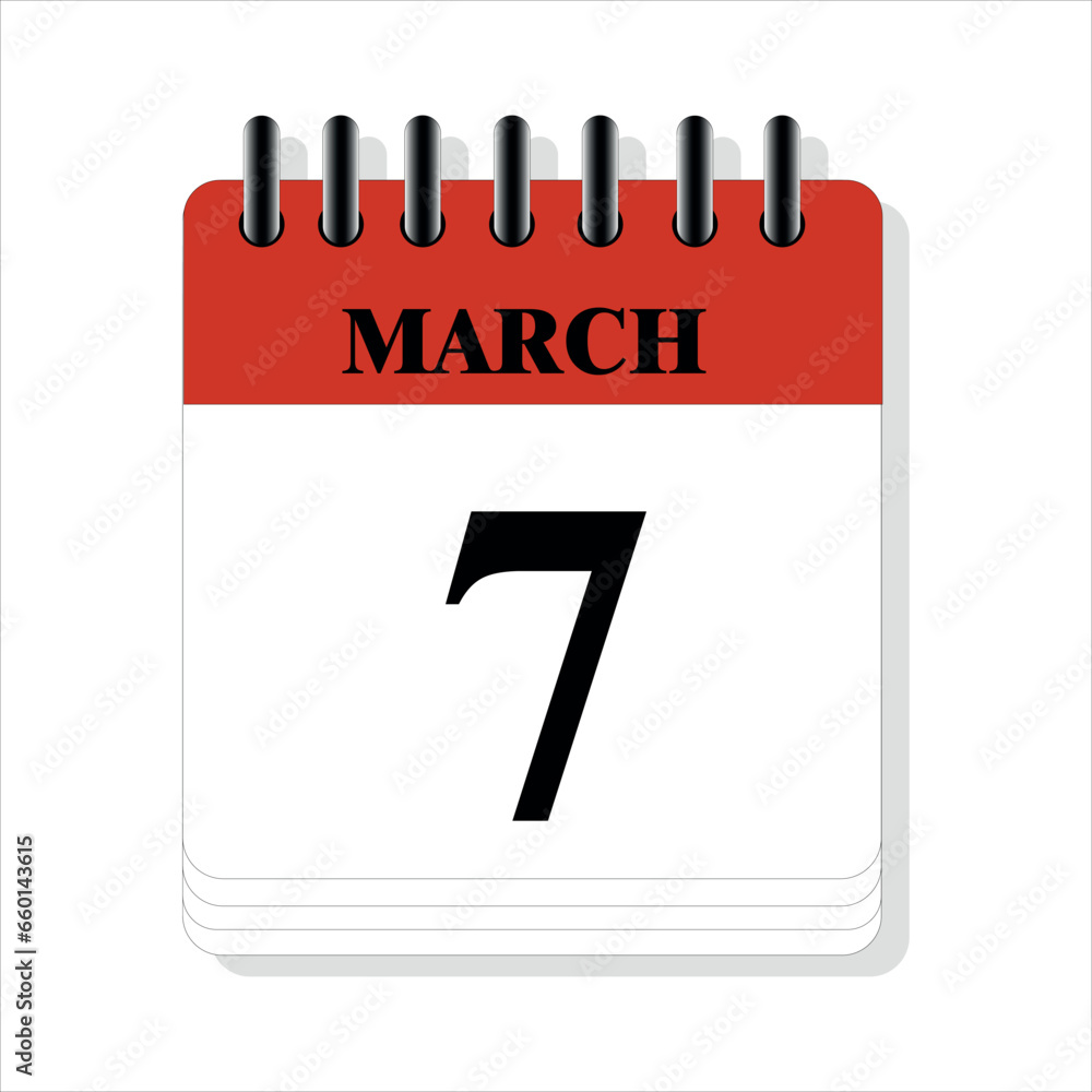 March 7 calendar date design March 7 calendar date design