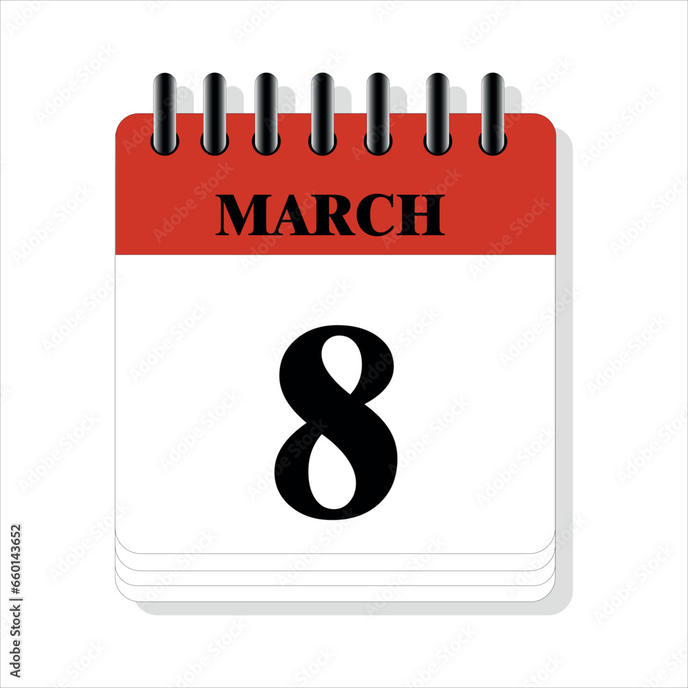 March 8 calendar date design March 8 calendar date design