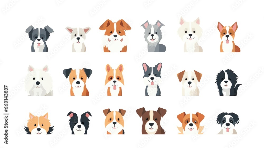Dogs collection Vector illustration of funny cartoo