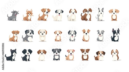 Cute dogs doodle vector set Cartoon dog or puppy