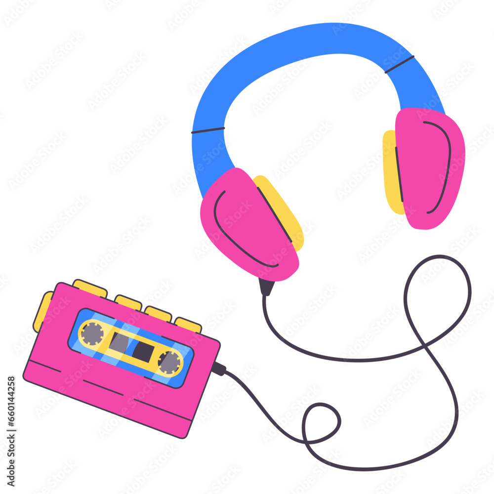 Classic 90s element.Classic 90s headphones.Retro music headphones