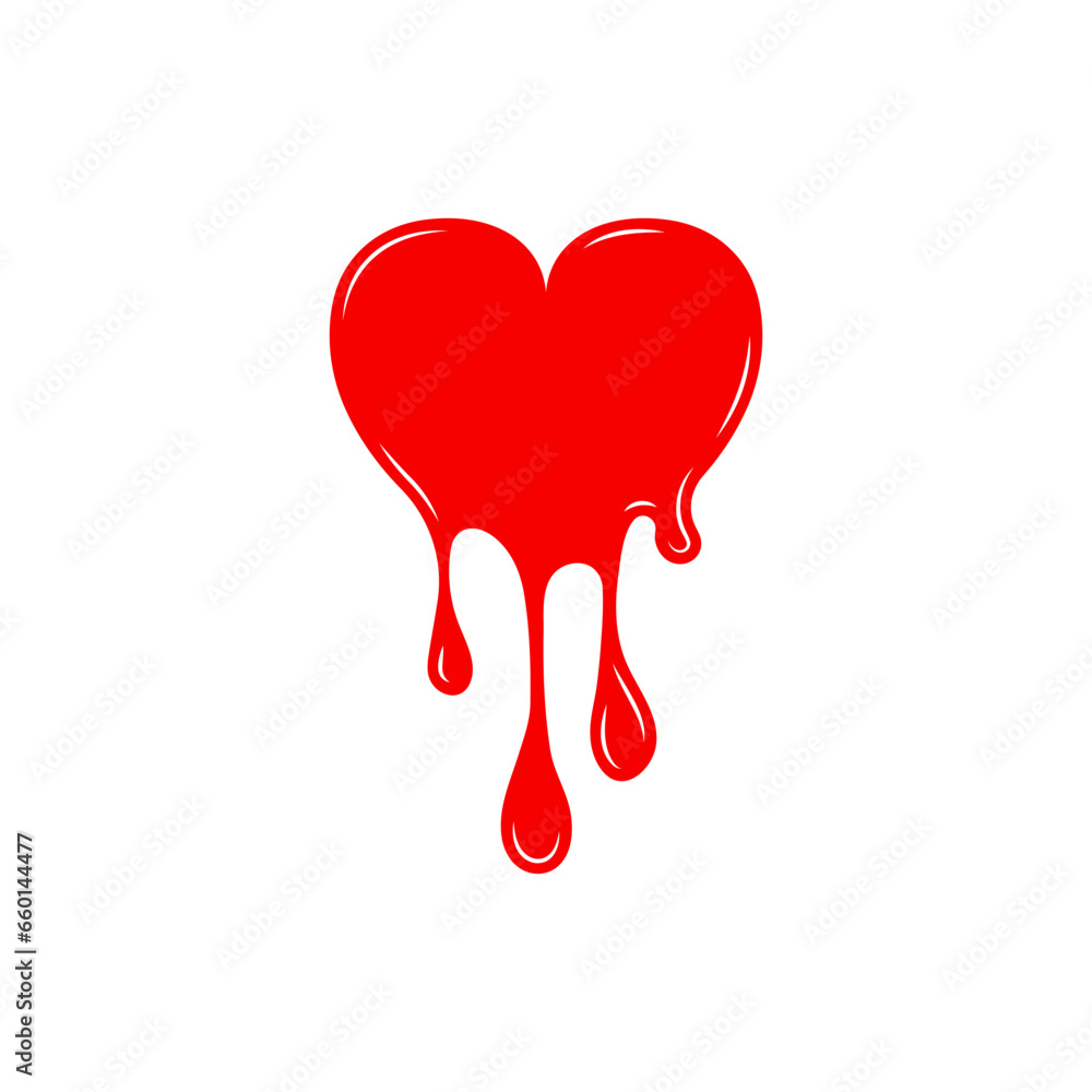 Bleeding heart icon. Dripping heart icon , melting heart with drops, red bloody heart symbol sign Bleeding heart icon. Dripping heart icon , melting heart with drops, red bloody heart symbol sign