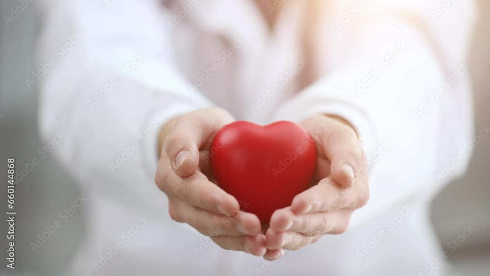 Doctor holding a heart in his hands, close-up Doctor holding a heart in his hands, close-up