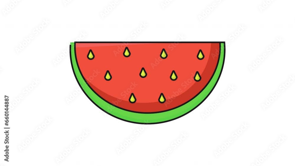 The animation forms a moving icon of a piece of watermelon The animation forms a moving icon of a piece of watermelon