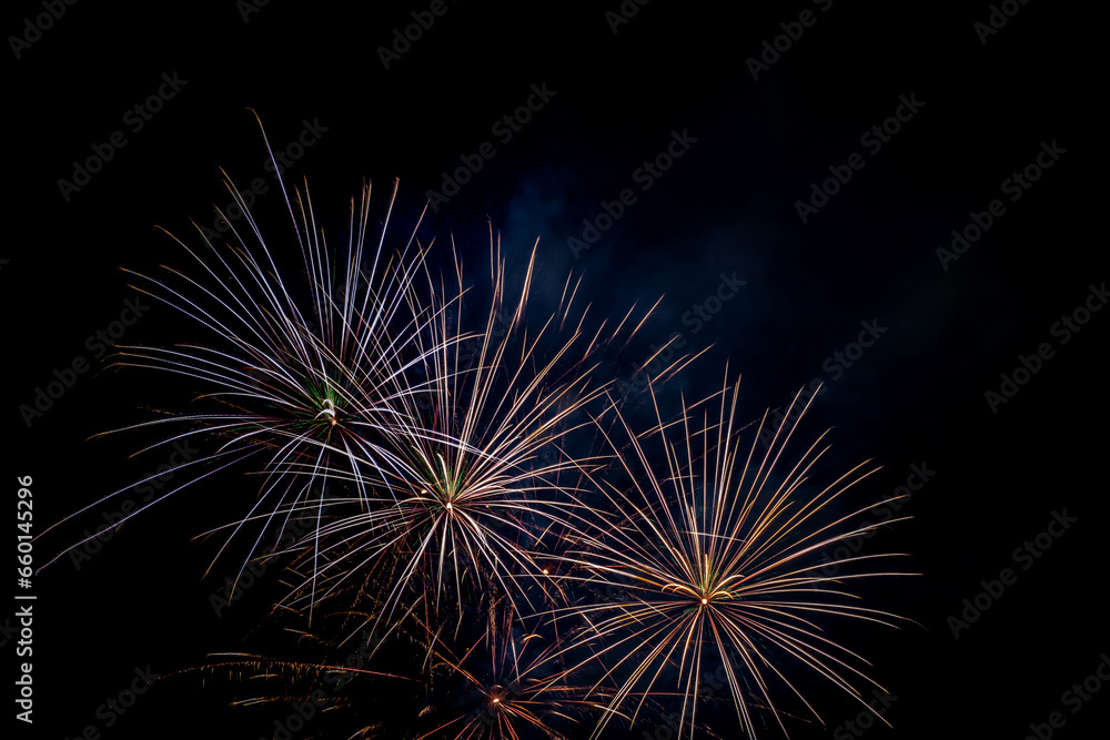 A fireworks display against the night sky A fireworks display against the night sky