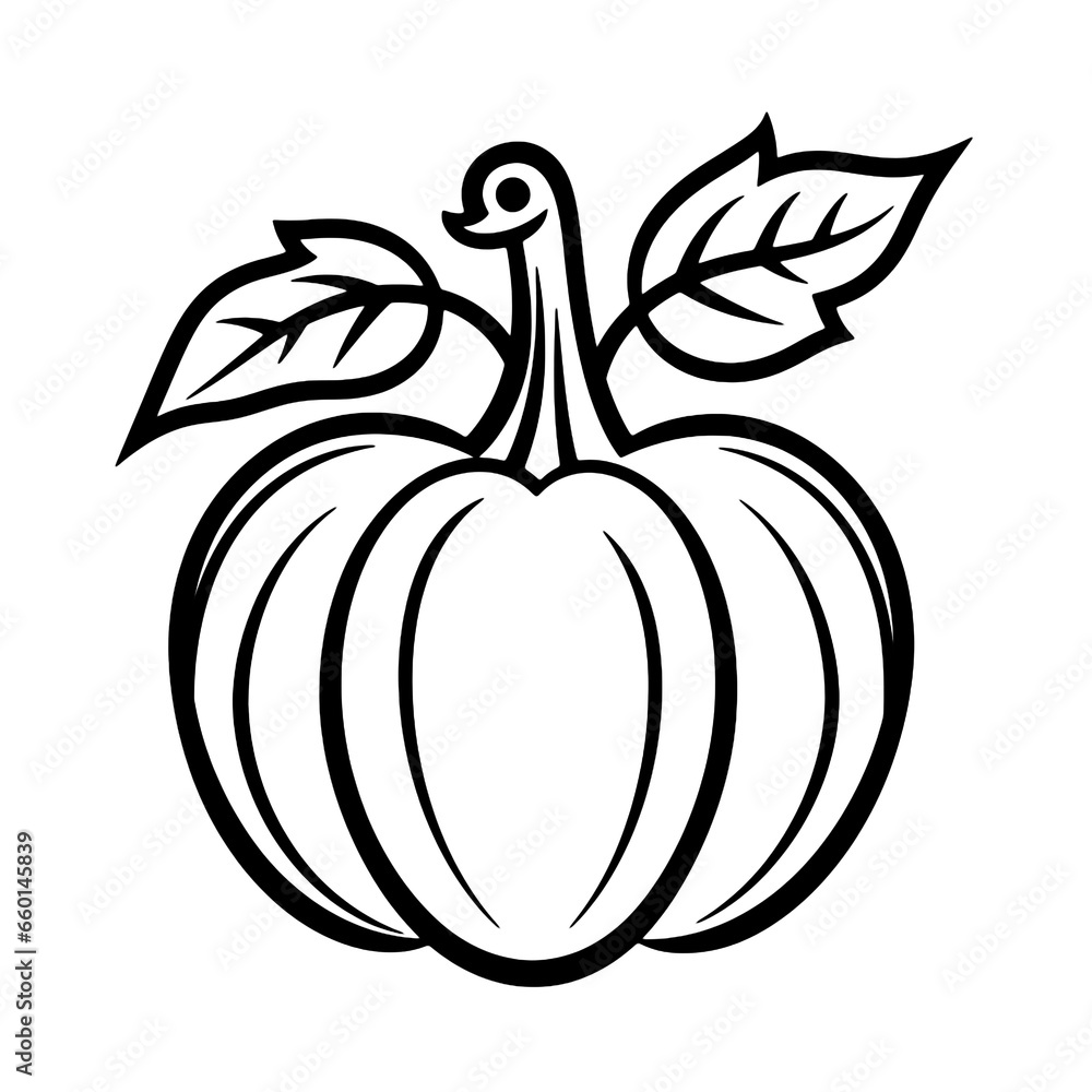Pumpkin coloring page. Outline illustration created with Generative Ai technology Pumpkin coloring page. Outline illustration created with Generative Ai technology