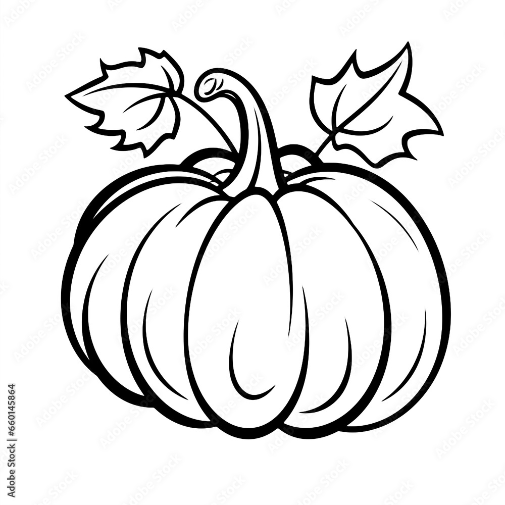 Pumpkin coloring page. Outline illustration created with Generative Ai technology Pumpkin coloring page. Outline illustration created with Generative Ai technology