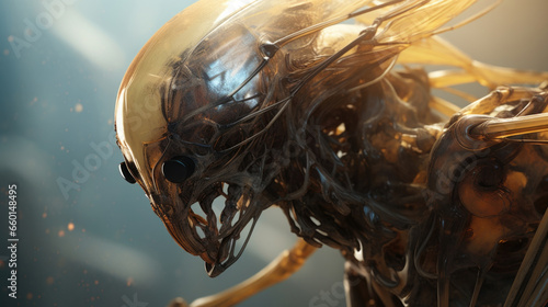 Closeup of an alien insectoid species, their hive mind allowing them to dominate other systems and expand their control as a frighteningly efficient Galactic Empire. photo