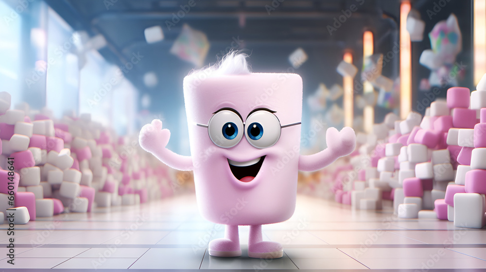 Cartoon marshmallow food character. Funny cartoon Marshmallow character