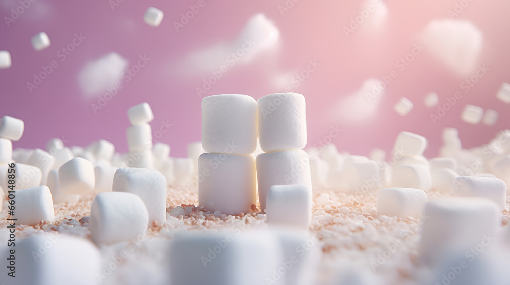 Marshmallows. Marshmallow banner. White mini marshmallow background ...