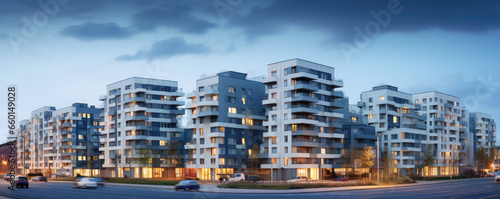 Modern apartment buildings in residential area in the city