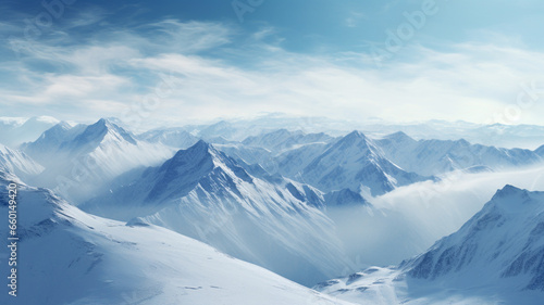 Landscape illustration of alps with a snow rock mountain. Created with Generative AI © agrus_aiart