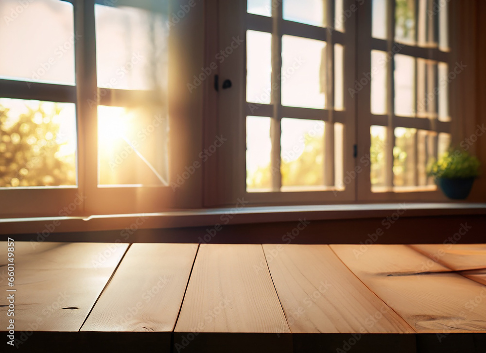 Fototapeta premium Empty Sunny room with window and table 