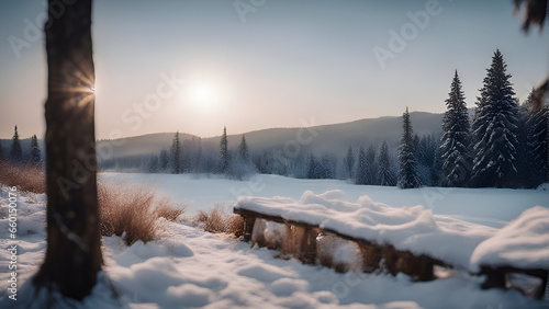 Beautiful winter landscape in the Carpathian Mountains. Ukraine.