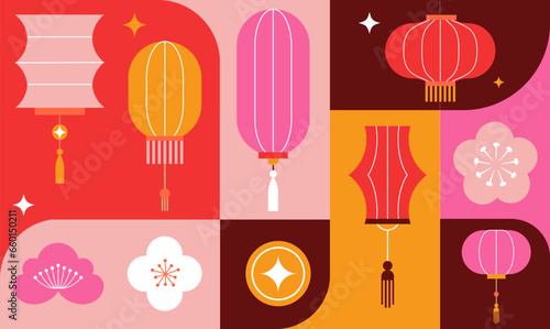 Lunar new year background, banner, pattern. Chinese New Year 2024, Geometric modern style