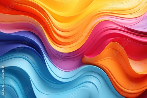 3d rendering abstract background with colorful wavy lines. Computer generated illustration, AI Generated