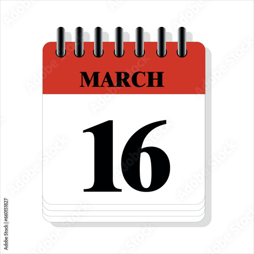 March 16 calendar date design