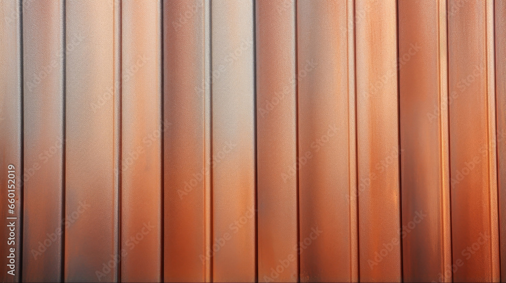Texture of corrugated metal siding with a patinaed copper finish, showcasing a range of warm earthy tones. The texture is smooth and slightly curved, creating a unique and visually interesting Texture of corrugated metal siding with a patinaed copper finish, showcasing a range of warm earthy tones. The texture is smooth and slightly curved, creating a unique and visually interesting