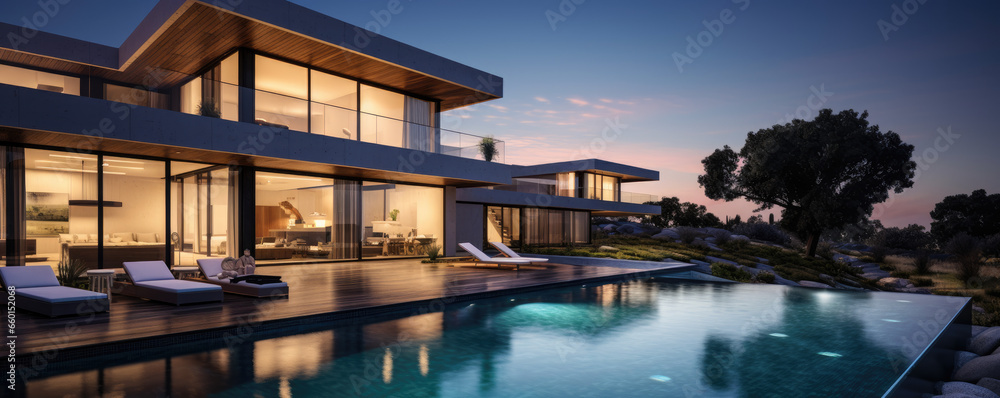 Fototapeta premium Modern house with pool