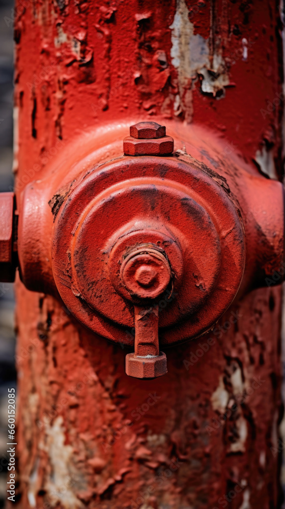 Texture of a vintage fire hydrant, its once bright red paint now ...
