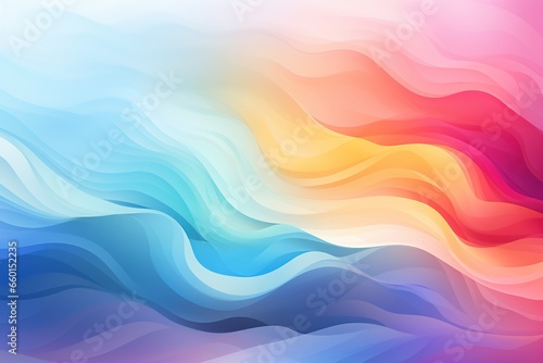 Abstract background with smooth wavy lines in blue, orange and pink colors, AI Generated