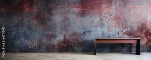 Distressed and mottled metal texture, featuring a range of deep burgundy and dark blue tones. The surface is blemished and scratched, with hints of rust peeking through for a vintage feel.