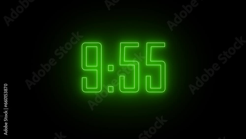 Neon lights timer, laser ray with ten minute counter