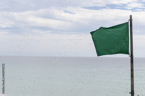 Green flag on the beach