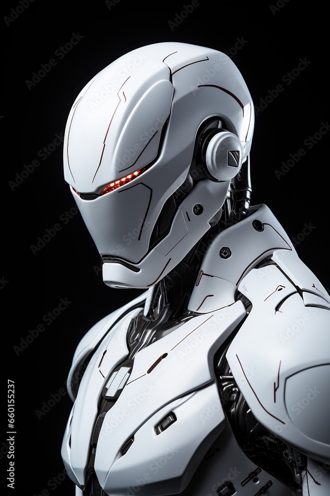 Robot humanoid isolated on black background, 3d rendering, Futuristic robot, AI Generated Robot humanoid isolated on black background, 3d rendering, Futuristic robot, AI Generated