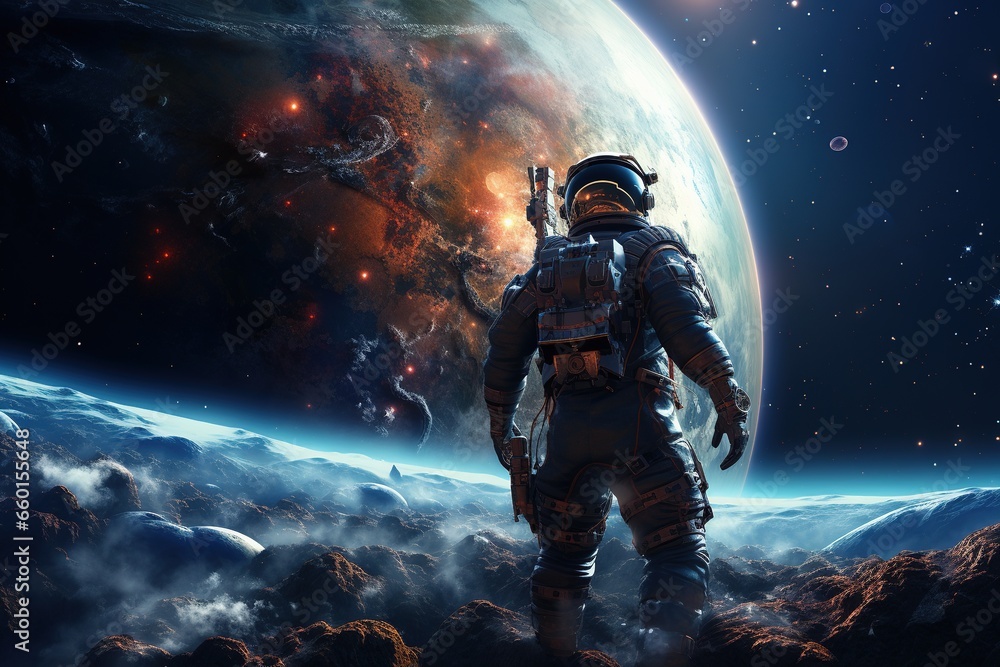 Astronaut in space, Science fiction art, Ai Generated Astronaut in space, Science fiction art, Ai Generated