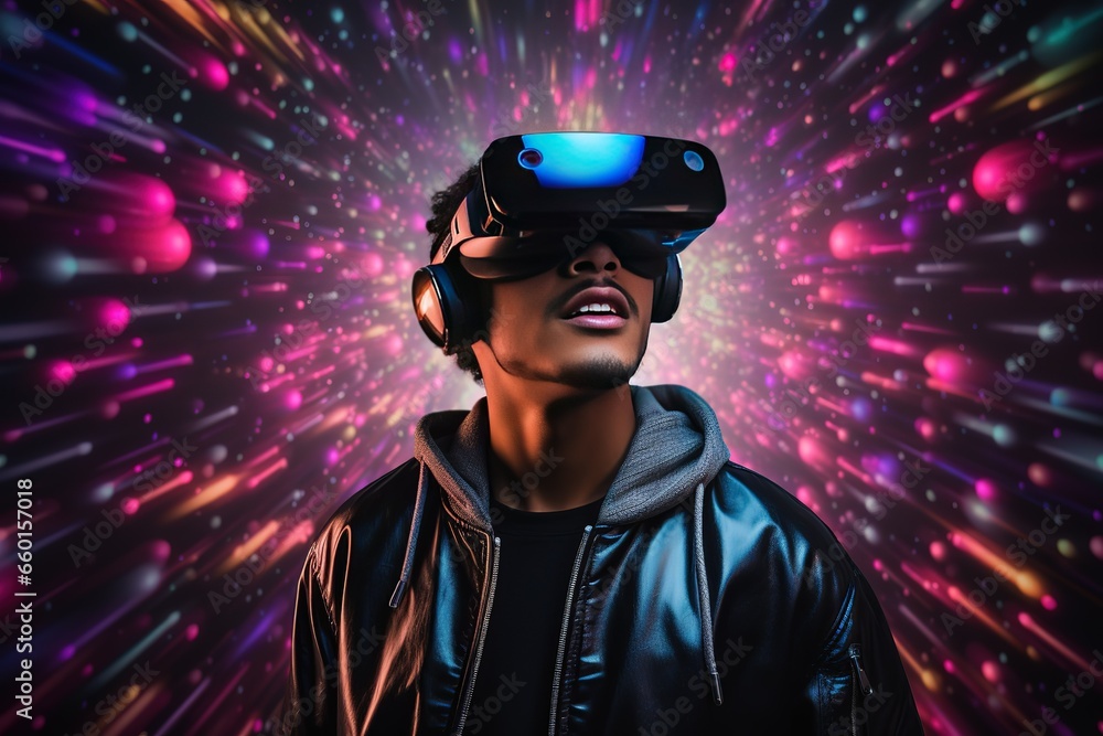 a man in VR glasses a man in VR glasses