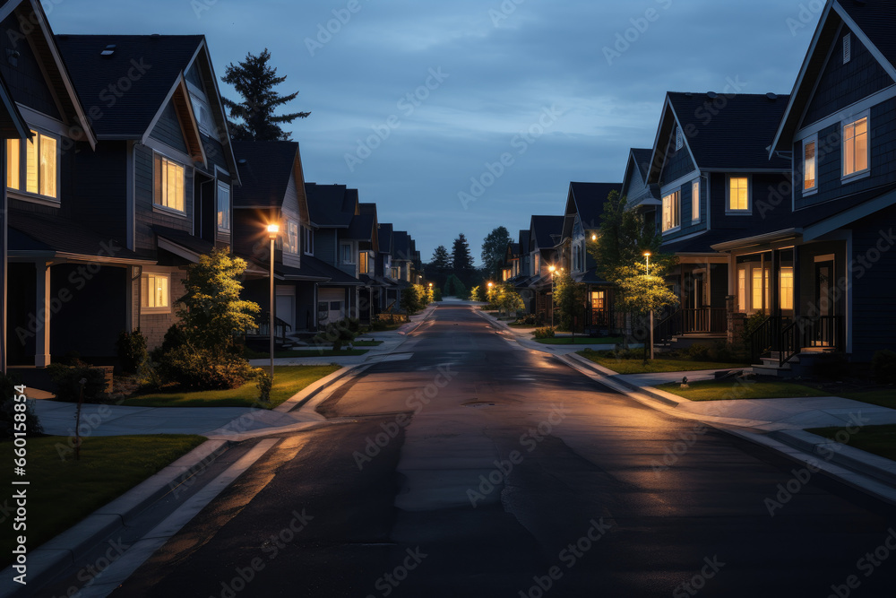 Street of suburban homes