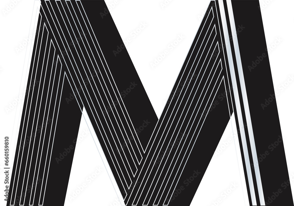 Fototapeta premium Line font, alphabet letter M