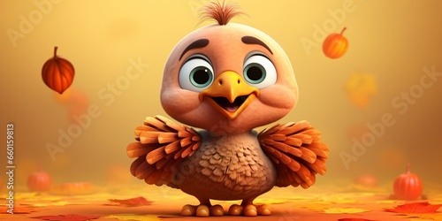 cute Thanksgiving turkey character cartoon  © Young