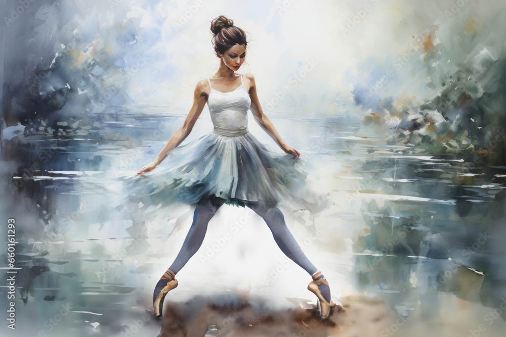 graceful girl in a ballet dress drawn in watercolor graceful girl in a ballet dress drawn in watercolor