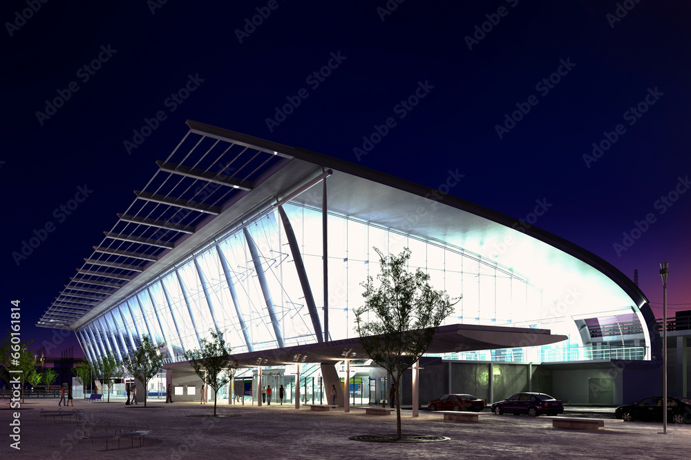 Obraz premium Building exterior view, 3d rendering