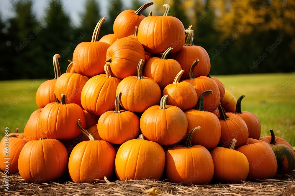 Pile of pumpkin. Autumn harvest, thanksgiving, and halloween concept. generative AI