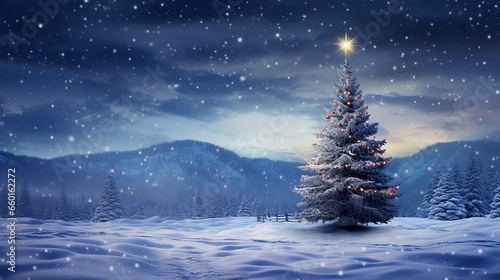 christmas tree with snow