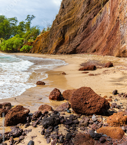 The Red Sand Of Koki Beach and Ka iwi o Pele , Koki Beach Park, Hana, Maui, Hawaii, USA photo