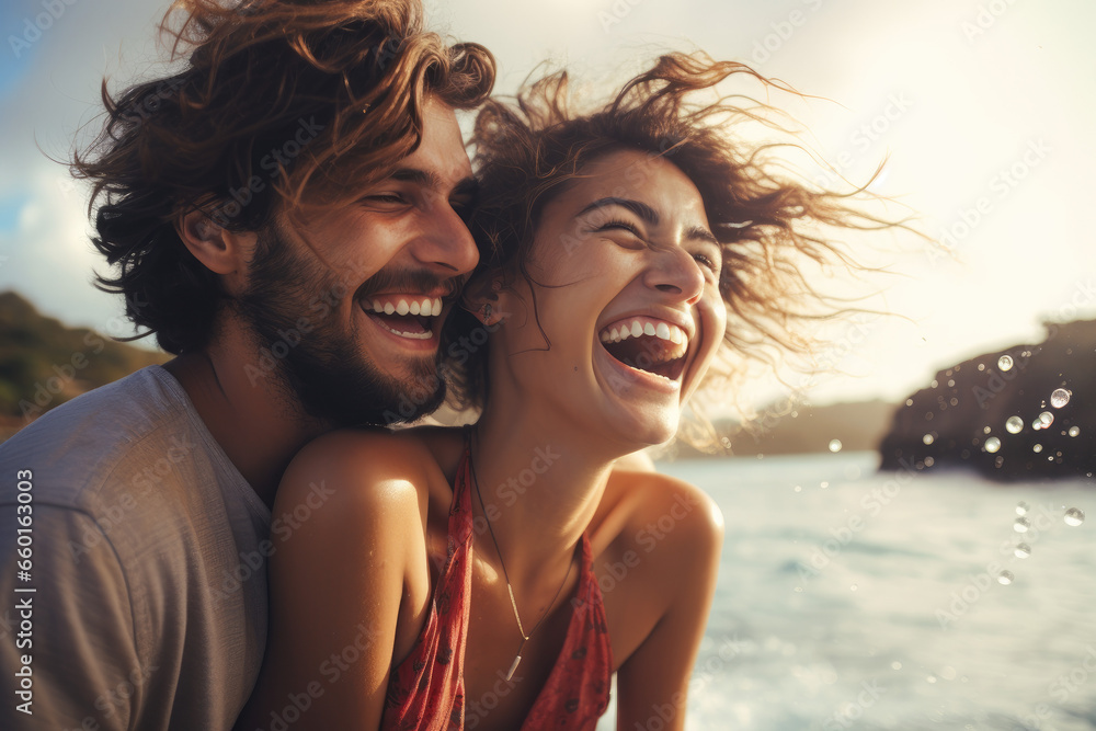 Young couple in love having fun on vocation Young couple in love having fun on vocation