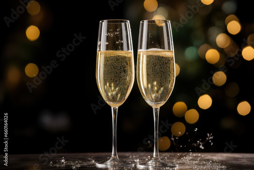 champagne glasses toasting in the new year