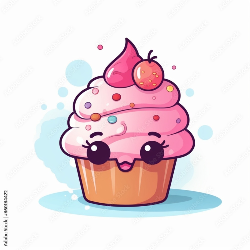 Kawaii Cupcake Illustration Kawaii Cupcake Illustration