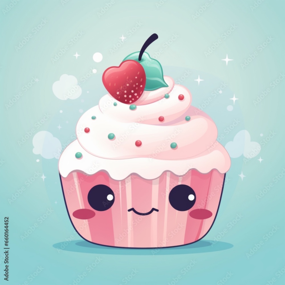 Kawaii Cupcake Illustration