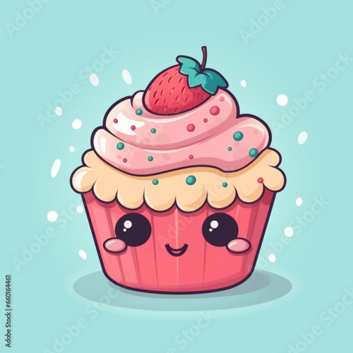 Kawaii Cupcake Illustration