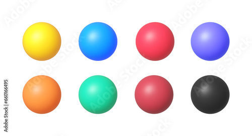 Ball 3d set in 3d style on white background. Vector isolated icon