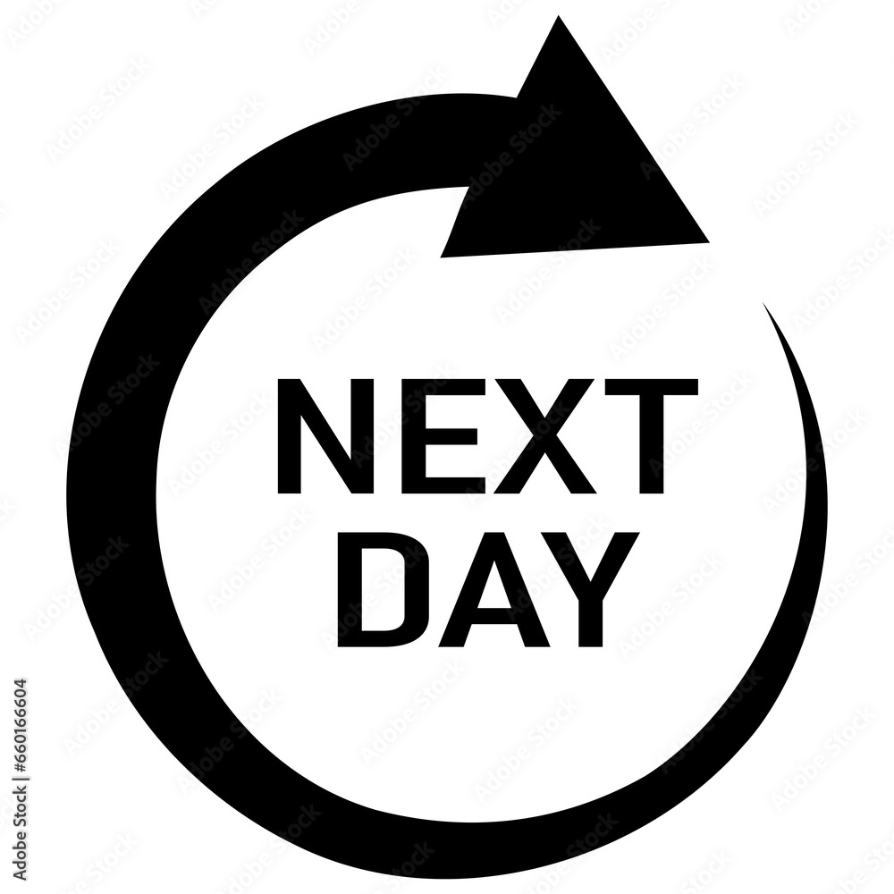 Transparent PNG of a black and white vector graphic of a spiralling arrow with a message of Next Day in the centre. Could be used for a delivery company. Transparent PNG of a black and white vector graphic of a spiralling arrow with a message of Next Day in the centre. Could be used for a delivery company.
